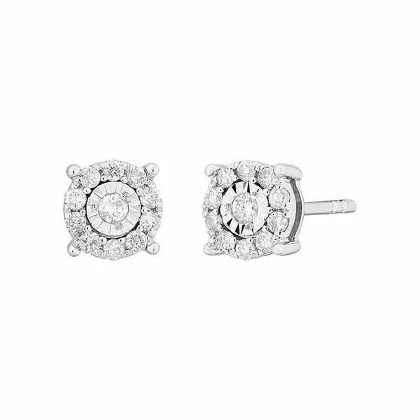 White Gold / Diamond Halo Earrings