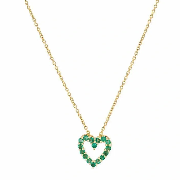 Yellow Gold / Emerald Heart Necklace