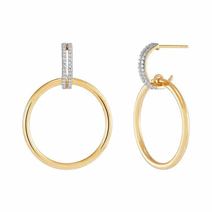 Yellow Gold / Diamond Hoop Earrings