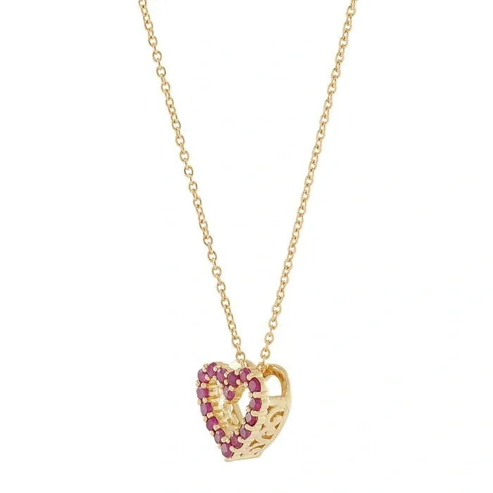 Yellow Gold / Ruby Heart Necklace