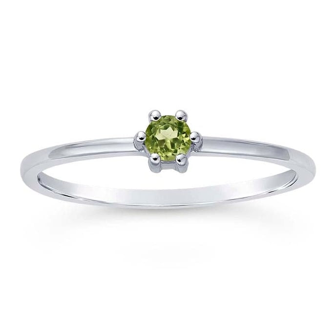 White Gold Round Peridot Ring