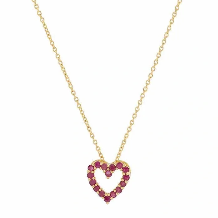 Yellow Gold / Ruby Heart Necklace