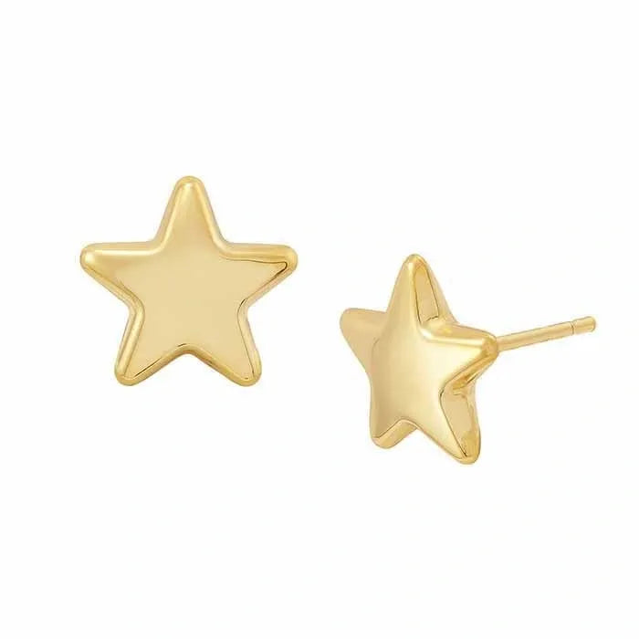 Yellow Gold Star Earrings