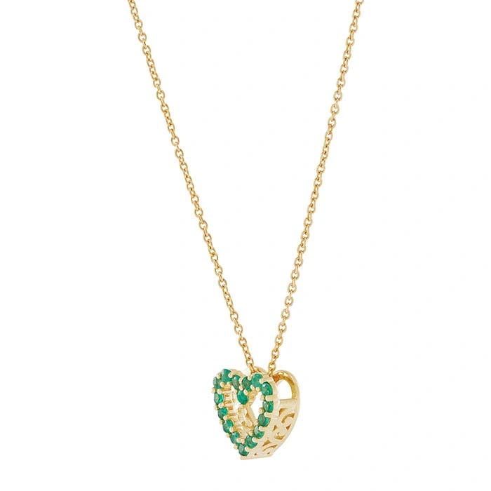 Yellow Gold / Emerald Heart Necklace