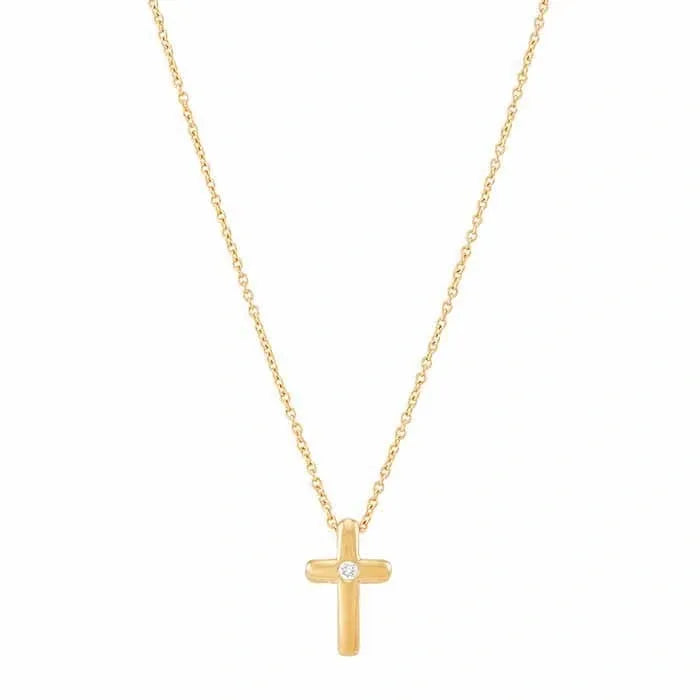 Yellow Gold Diamond Cross Necklace