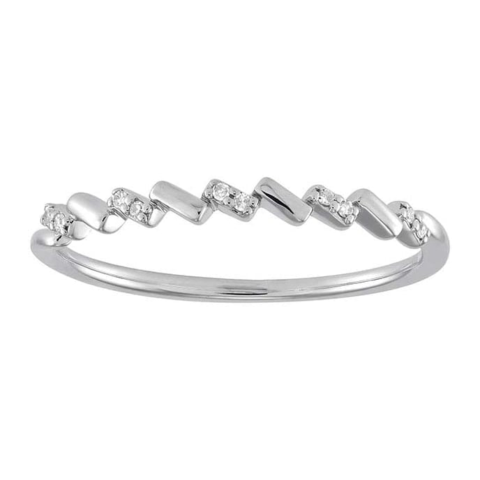 Twisted Diamond Set Band Sterling Silver