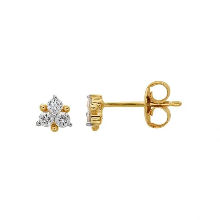 Yellow Gold / 3 Diamond Earrings