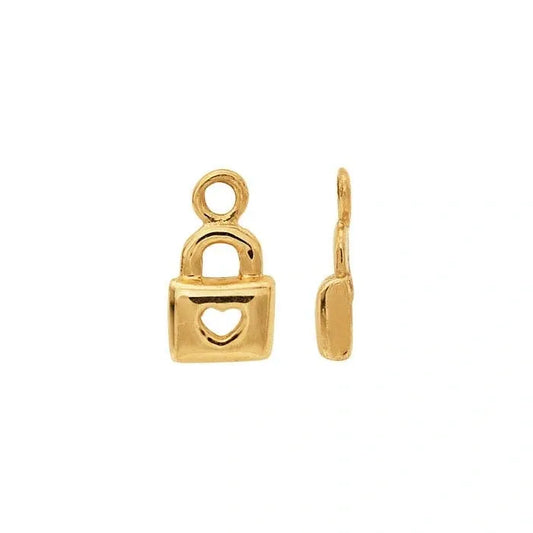14K Yellow Gold Heart Lock Charm