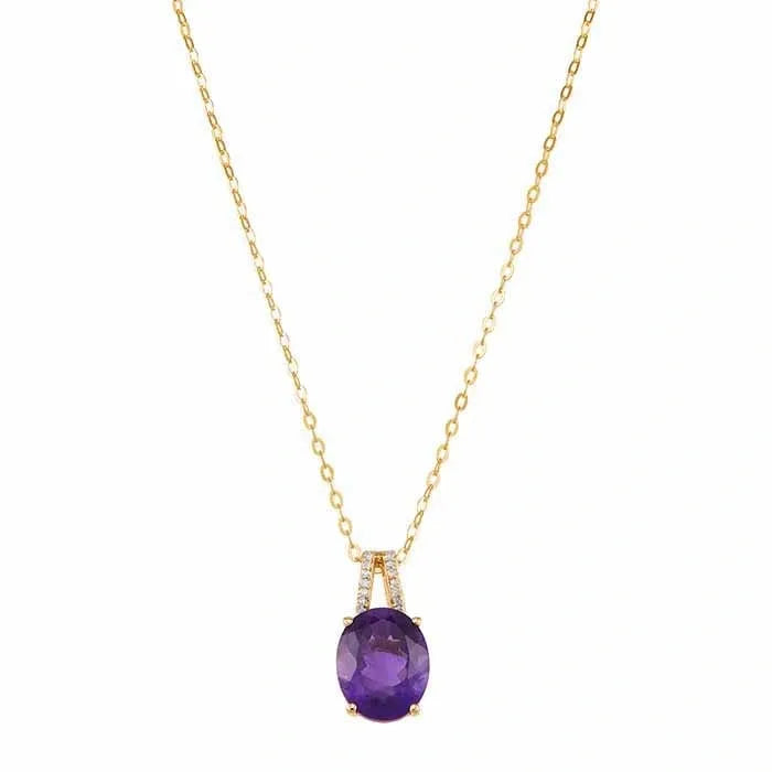Yellow Gold / Amethyst / Diamond Necklace