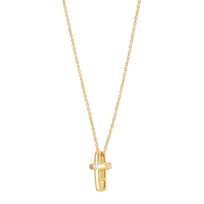 Yellow Gold Diamond Cross Necklace