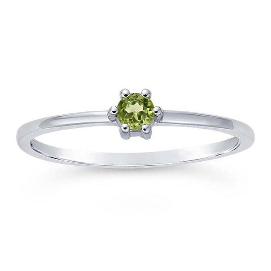 White Gold Round Peridot Ring