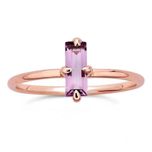 Rose Gold / Baguette Amethyst Ring 14K