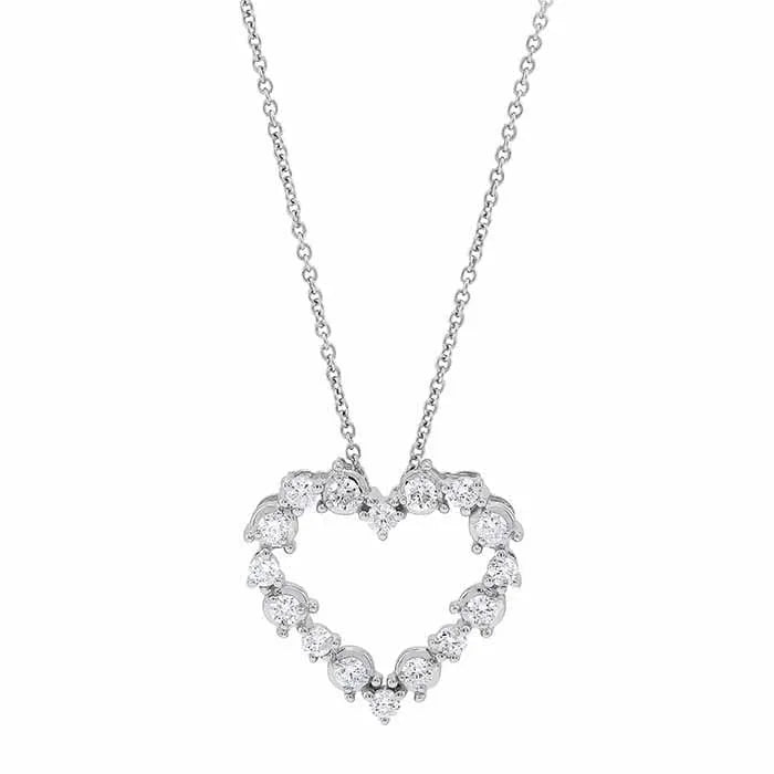 White Gold / Diamond Swirl Heart Necklace