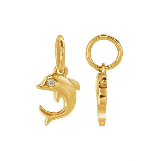 Yellow Gold / Diamond Dolphin Charm