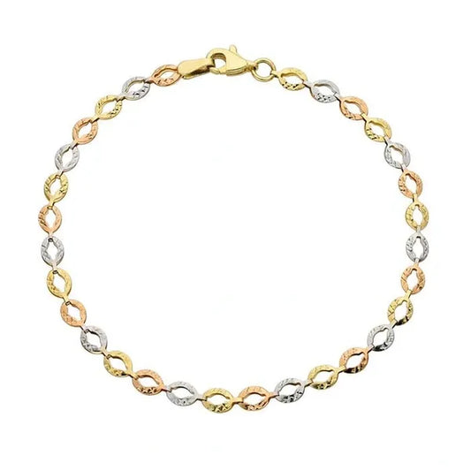 Tri Color Gold Link Bracelet