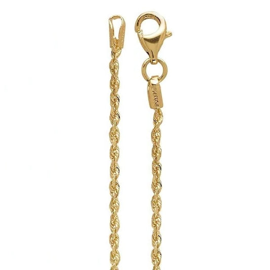 Yellow Gold Diamond Cut Rope Chain
