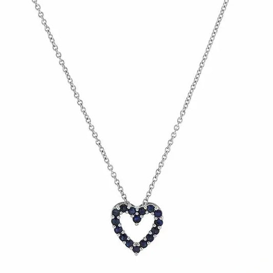 White Gold / Sapphire Heart Necklace