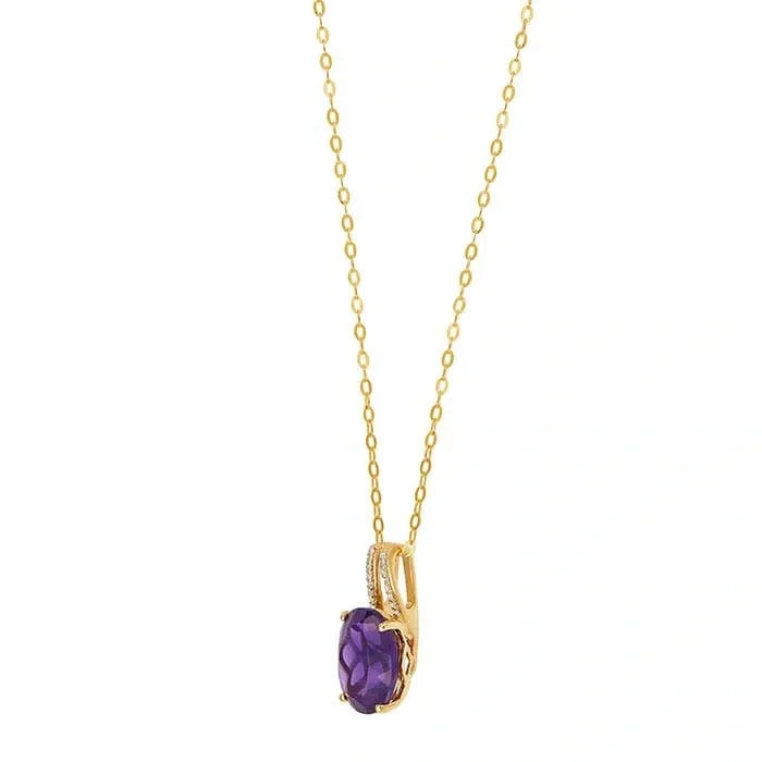 Yellow Gold / Amethyst / Diamond Necklace