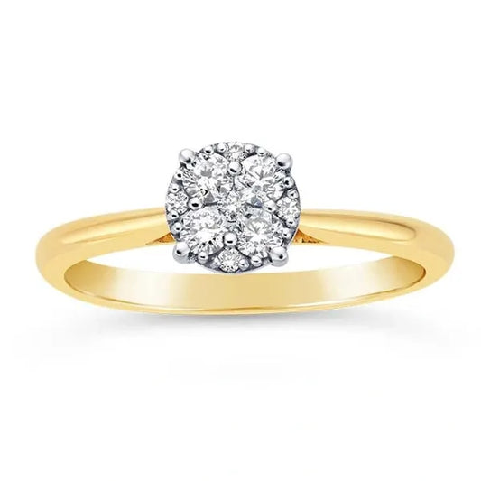 Yellow Gold / Cluster Diamond Ring