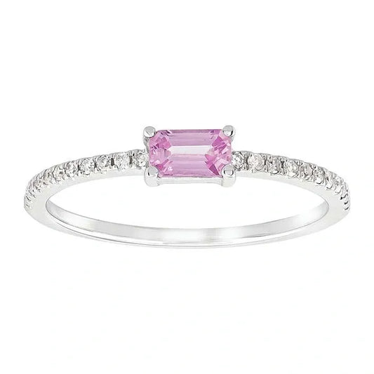 White Gold / Pink Sapphire / Diamond Ring